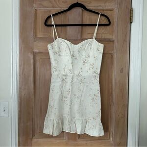 Reformation Mariana Sleeveless Linen White Lilac Floral Sundress Women’s Size 6